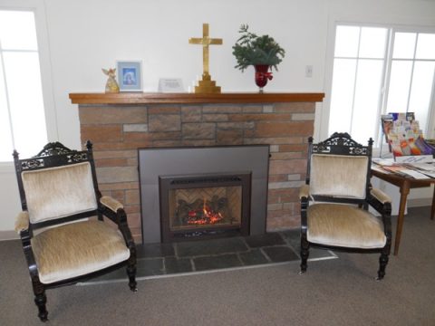 Our gas fireplace insert in the parish hall is wonderful on days like this!